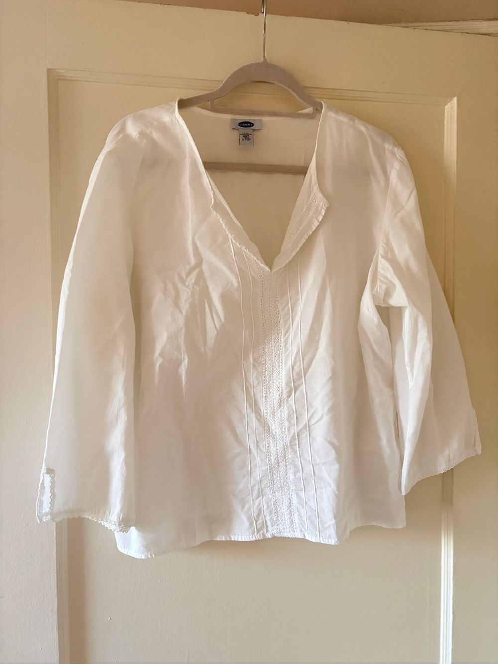 Old Navy XXL Lightweight Cotton White 3/4 Sleeve Blouse